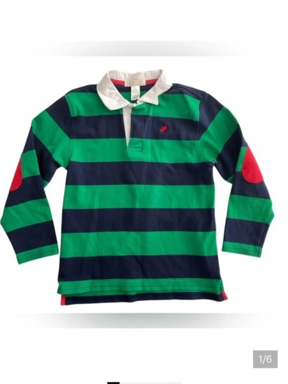 The Beaufort Bonnet Company Green and Navy Kids Polo